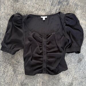Topshop Black Puff Sleeve Blouse